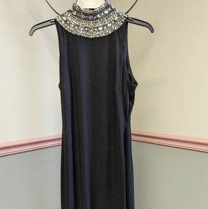 Black/silver stone neckline cocktail dress, Sz S